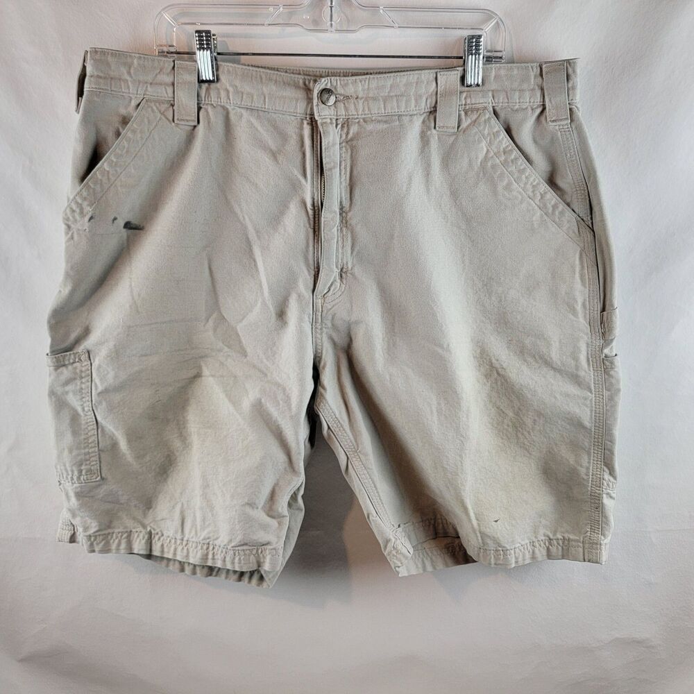 Carhartt Shorts Mens 40 Beige Carpenter B147 Outdoors Workwear Utility Stained